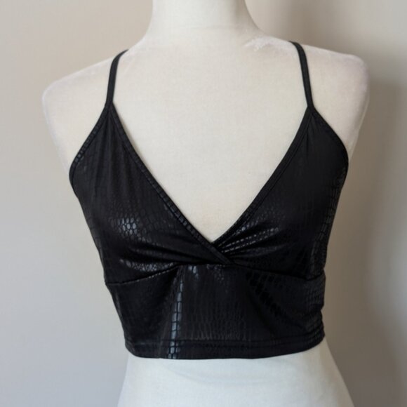 Faux leather crocodile textured faux leather crop top/bralette - Picture 2 of 5